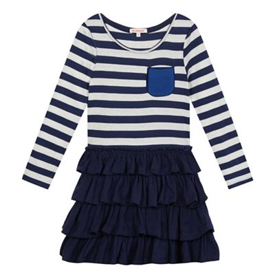 Girls' navy striped rara dress